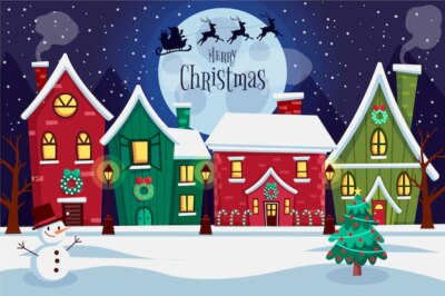 Free Vector | Flat design christmas town