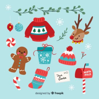 Free Vector | Flat design of christmas element collection