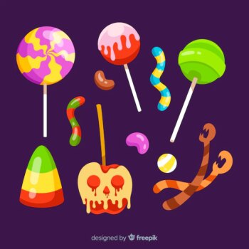 Free Vector | Flat design of halloween candy collection