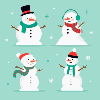 Free Vector | Flat design snowman character set