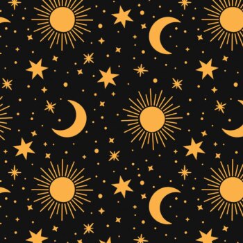 Free Vector | Flat design sun, moon and stars pattern