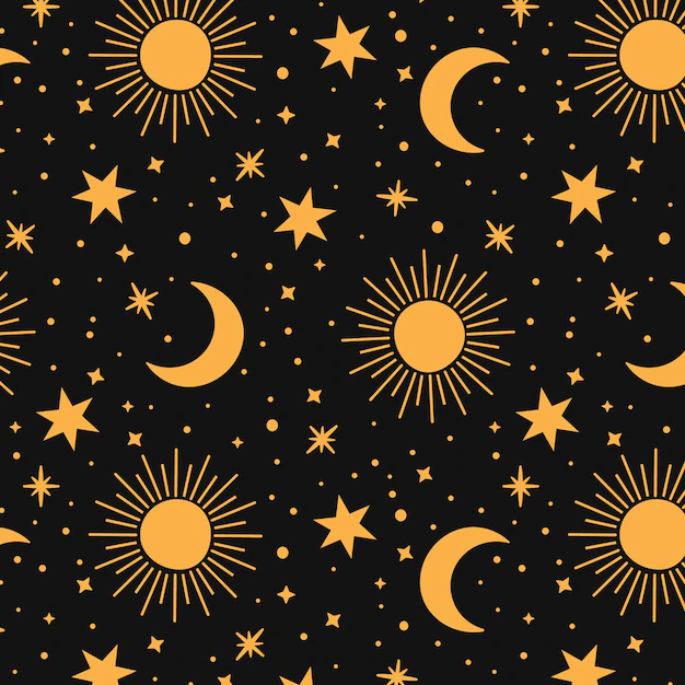 Free Vector | Flat design sun, moon and stars pattern