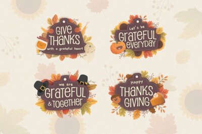 Free Vector | Flat design thanksgiving label collection