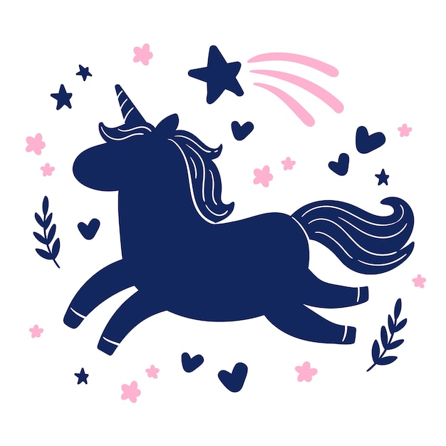 Free Vector | Flat design unicorn silhouette illustration