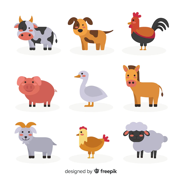 Free Vector | Flat farm animal collection