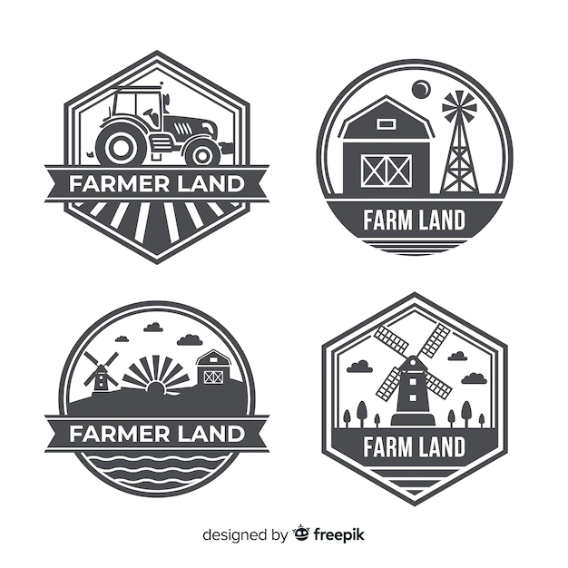 Free Vector | Flat farm logo collection