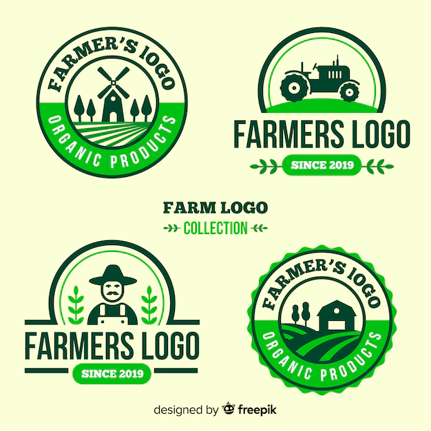 Free Vector | Flat farm logo template collection