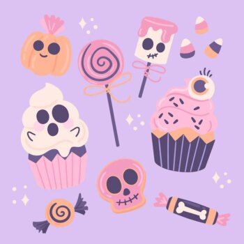Free Vector | Flat halloween candy elements collection