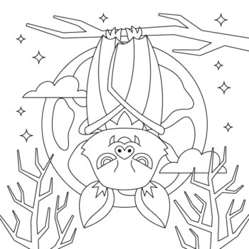 Free Vector | Flat halloween coloring page illustration