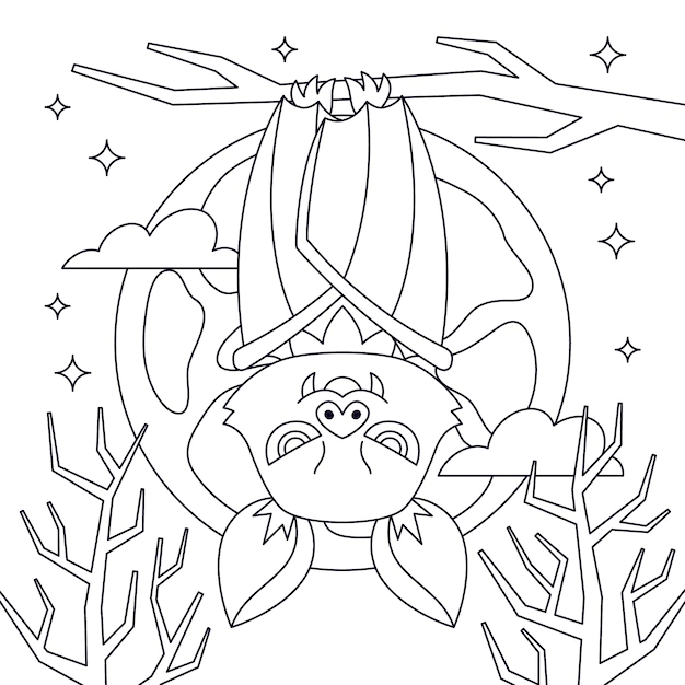 Free Vector | Flat halloween coloring page illustration