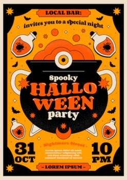 Free Vector | Flat halloween party invitation template