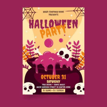 Free Vector | Flat halloween party vertical poster template