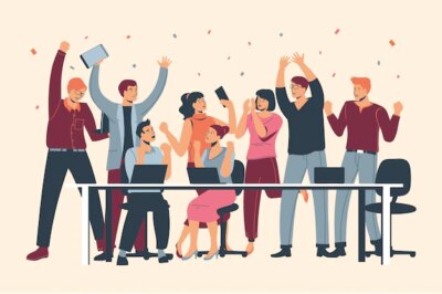 Free Vector | Flat-hand drawn people celebrating a goal achievement