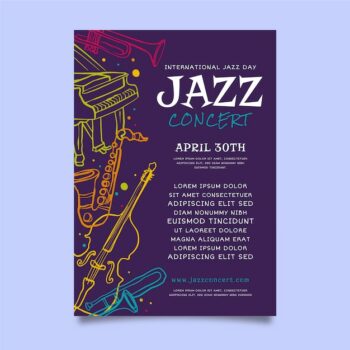 Free Vector | Flat international jazz day poster template