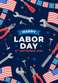 Free Vector | Flat labor day vertical poster template