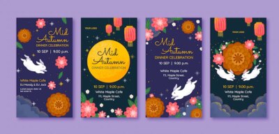 Free Vector | Flat mid-autumn festival instagram stories collection
