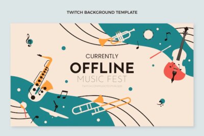 Free Vector | Flat minimal music festival twitch background