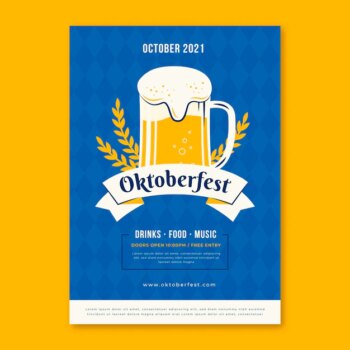 Free Vector | Flat oktoberfest vertical poster template