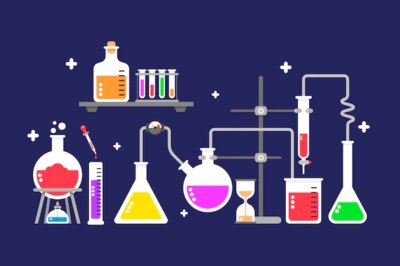 Free Vector | Flat science lab chemistry glassware on blue background