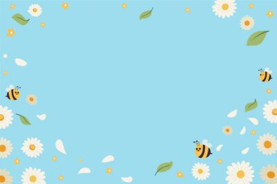 Free Vector | Flat spring background with bees and flowers