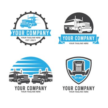 Free Vector | Flat truck logo template collection
