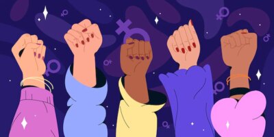 Free Vector | Flat women hands with feminism fists raised up