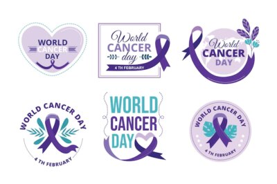 Free Vector | Flat world cancer day labels collection