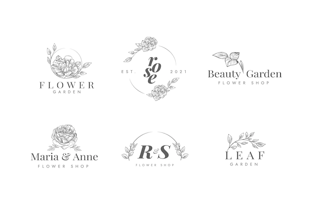 Free Vector | Floral shop logo collection