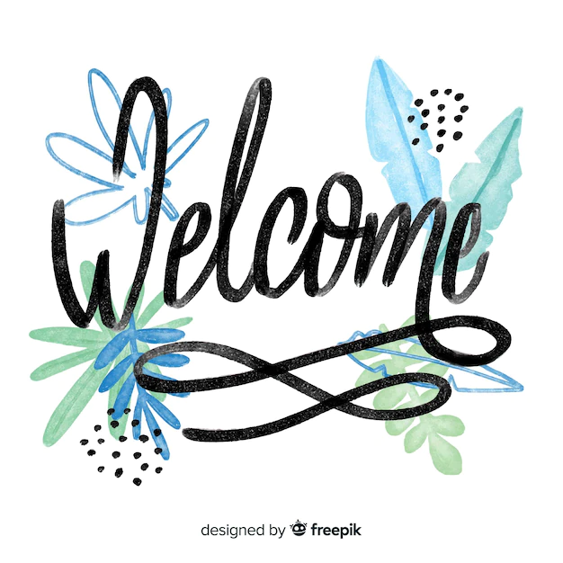 Free Vector | Floral welcome lettering concept