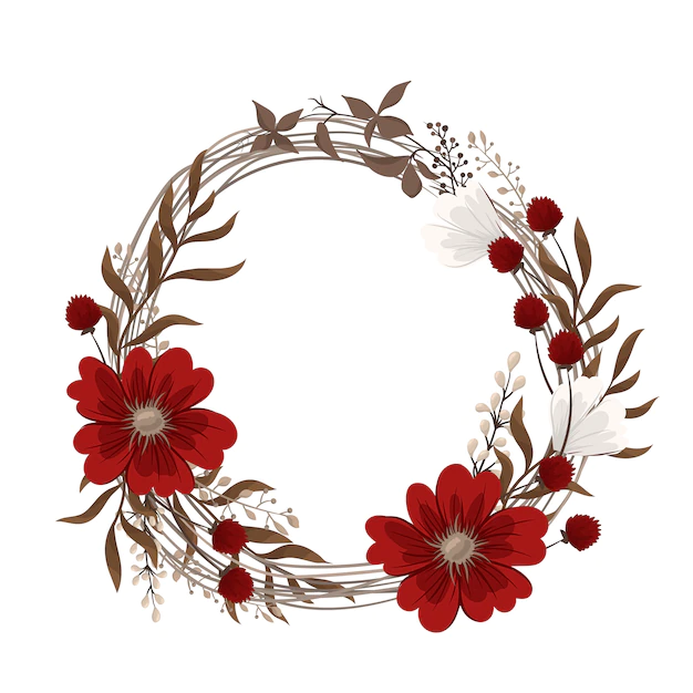 Free Vector | Flower wreaths drawing - red flowers