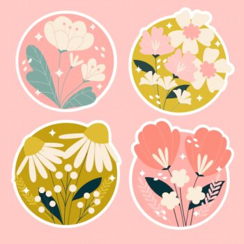Free Vector | Flowers and plants stickers