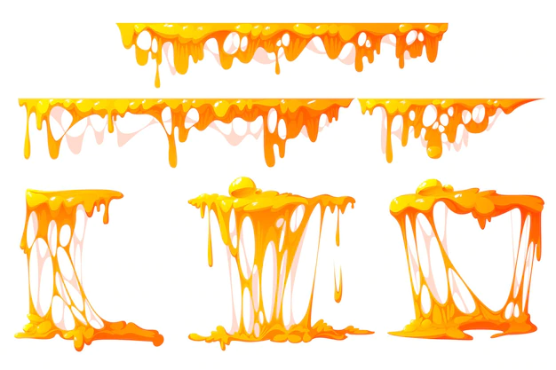 Free Vector | Flowing melted cheese isolated on white background vector cartoon borders of hot cheddar parmesan or...