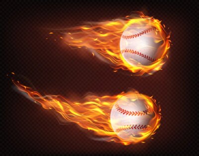 Free Vector | Flying in flames baseball balls realistic vector