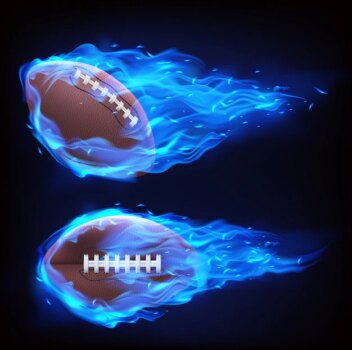 Free Vector | Flying rugby ball in blue fire