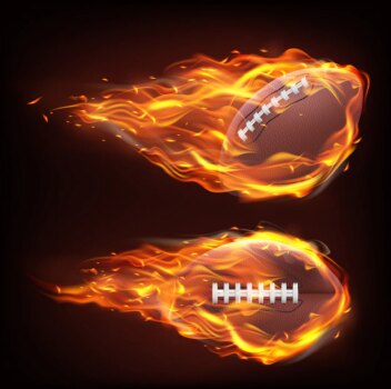 Free Vector | Flying rugby ball in fire