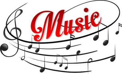 Free Vector | Font design for word music with music notes on white background