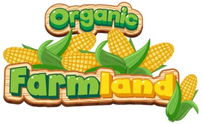 Free Vector | Font design for word organic farmland with sweet corn