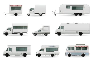Free Vector | Food trucks realistic set