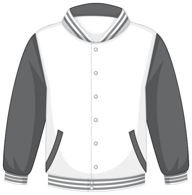 Free Vector | Front of basic white grey bomber jacket isolated