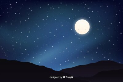 Free Vector | Full moon with starry night gradient sky