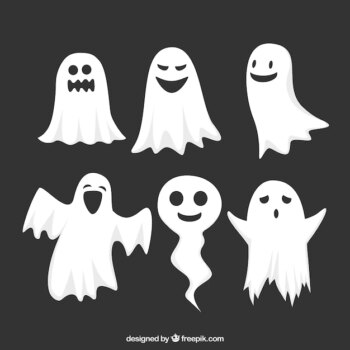 Free Vector | Funny pack of halloween ghosts