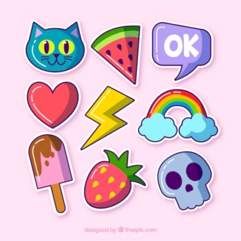 Free Vector | Funny set of lovely stickers