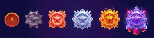 Free Vector | Game ranking badges with star and fantasy frame