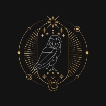 Free Vector | Geometric owl astrological tarot card