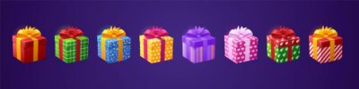 Free Vector | Gift boxes 3d birthday presents in paper and bows