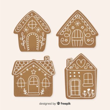 Free Vector | Gingerbread house collection