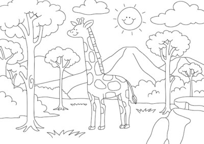 Free Vector | Giraffe kids coloring page vector, blank printable design for children to fill in