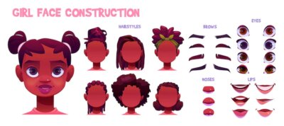 Free Vector | Girl face construction african child creation