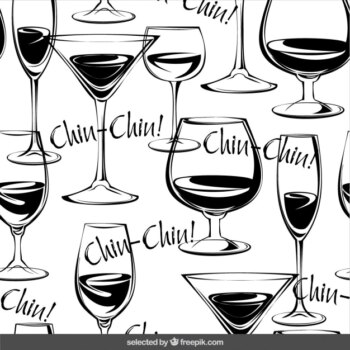 Free Vector | Glasses of wine hand drawn pattern