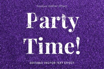 Free Vector | Glitter party time editable text effect template vector